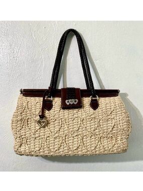 Vintage Brighton Endless Love cream bag with braided leather and silver accents